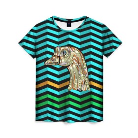 Женская футболка 3D с принтом Гусь в Тюмени, 100% полиэфир ( синтетическое хлопкоподобное полотно) | прямой крой, круглый вырез горловины, длина до линии бедер | pattern | голова животного | гусь | животные | текстуры | узоры
