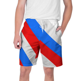 Мужские шорты 3D с принтом Россия в Тюмени,  полиэстер 100% | прямой крой, два кармана без застежек по бокам. Мягкая трикотажная резинка на поясе, внутри которой широкие завязки. Длина чуть выше колен | russia | флаг