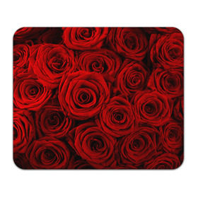 Коврик прямоугольный с принтом Красные розы в Тюмени, натуральный каучук | размер 230 х 185 мм; запечатка лицевой стороны | букет | красный | розы | цветы