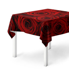 Скатерть 3D с принтом Красные розы в Тюмени, 100% полиэстер (ткань не мнется и не растягивается) | Размер: 150*150 см | Тематика изображения на принте: букет | красный | розы | цветы