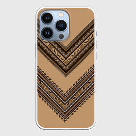 Чехол для iPhone 13 Pro с принтом Tribal V shape в Тюмени,  |  | Тематика изображения на принте: african | ethnic | tribal | африка | африканский | бежевый | трайбал | узор | черный | этно