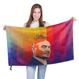 Флаг 3D с принтом Phil Collins в Тюмени, 100% полиэстер | плотность ткани — 95 г/м2, размер — 67 х 109 см. Принт наносится с одной стороны | phil collins | актер | альтернатива | британский певец | музыкант | рок