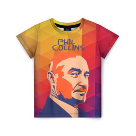 Детская футболка 3D с принтом Phil Collins в Тюмени, 100% гипоаллергенный полиэфир | прямой крой, круглый вырез горловины, длина до линии бедер, чуть спущенное плечо, ткань немного тянется | phil collins | актер | альтернатива | британский певец | музыкант | рок