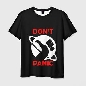 Мужская футболка 3D с принтом Don`t panic в Тюмени, 100% полиэфир | прямой крой, круглый вырез горловины, длина до линии бедер | Тематика изображения на принте: dont panic