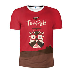 Мужская футболка 3D спортивная с принтом Добро пожаловать в Twin Peaks в Тюмени, 100% полиэстер с улучшенными характеристиками | приталенный силуэт, круглая горловина, широкие плечи, сужается к линии бедра | Тематика изображения на принте: дьявол | крафт | плакат | ретро | сова | твин пикс