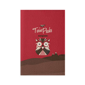 Обложка для паспорта матовая кожа с принтом Добро пожаловать в Twin Peaks в Тюмени, натуральная матовая кожа | размер 19,3 х 13,7 см; прозрачные пластиковые крепления | дьявол | крафт | плакат | ретро | сова | твин пикс