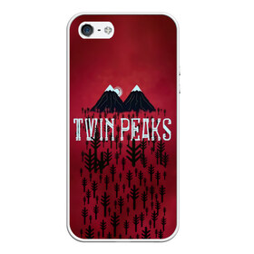 Чехол для iPhone 5/5S матовый с принтом Лес Twin Peaks в Тюмени, Силикон | Область печати: задняя сторона чехла, без боковых панелей | горы | надпись | ретро | твин пикс