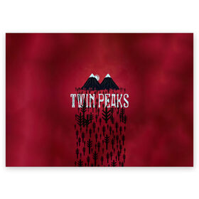 Поздравительная открытка с принтом Лес Twin Peaks в Тюмени, 100% бумага | плотность бумаги 280 г/м2, матовая, на обратной стороне линовка и место для марки
 | Тематика изображения на принте: горы | надпись | ретро | твин пикс