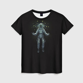 Женская футболка 3D с принтом Космонавт с Бабочками в Тюмени, 100% полиэфир ( синтетическое хлопкоподобное полотно) | прямой крой, круглый вырез горловины, длина до линии бедер | астронавт | время первых | вселенная | гагарин | галактика | гравитация | звезды | интерстеллар | космический | луна | магия | млечный путь | невесомость | полет | скафандр | черная дыра