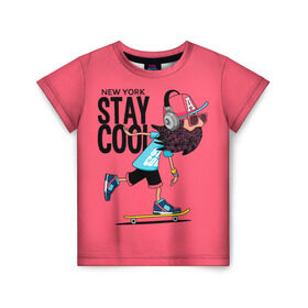 Детская футболка 3D с принтом Stay cool в Тюмени, 100% гипоаллергенный полиэфир | прямой крой, круглый вырез горловины, длина до линии бедер, чуть спущенное плечо, ткань немного тянется | hipster | skateboard | sport