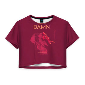 Женская футболка 3D укороченная с принтом Damn в Тюмени, 100% полиэстер | круглая горловина, длина футболки до линии талии, рукава с отворотами | Тематика изображения на принте: kendrick lamar | кендрик ламар | рэп. | хип хоп
