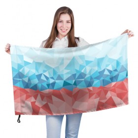 Флаг 3D с принтом RUSSIA YAAY в Тюмени, 100% полиэстер | плотность ткани — 95 г/м2, размер — 67 х 109 см. Принт наносится с одной стороны | yaaydesign |   polygonal | полигоны | россия