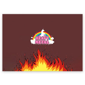 Поздравительная открытка с принтом Heavy METAL в Тюмени, 100% бумага | плотность бумаги 280 г/м2, матовая, на обратной стороне линовка и место для марки
 | единорог | звезда | искры | конь | лошадь | музыка | мультик | мультфильм | надпись | облака | огонь | песня | пламя | пожар | прикол | радуга | рисунок | рок | рок н ролл | тяжелая | тяжелый метал