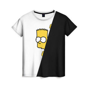 Женская футболка 3D с принтом Барт в Тюмени, 100% полиэфир ( синтетическое хлопкоподобное полотно) | прямой крой, круглый вырез горловины, длина до линии бедер | барт | гомер | симпсоны