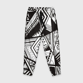 Детские брюки 3D с принтом Black and white (1) в Тюмени, 100% полиэстер | манжеты по низу, эластичный пояс регулируется шнурком, по бокам два кармана без застежек, внутренняя часть кармана из мелкой сетки | 