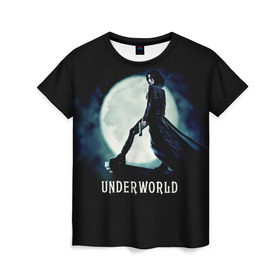 Женская футболка 3D с принтом Другой мир в Тюмени, 100% полиэфир ( синтетическое хлопкоподобное полотно) | прямой крой, круглый вырез горловины, длина до линии бедер | fentezi | underworld | боевик | вампир | кино | киногерой | луна | ночь | оборотень | оружие | фэнтези