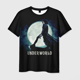 Мужская футболка 3D с принтом Другой мир в Тюмени, 100% полиэфир | прямой крой, круглый вырез горловины, длина до линии бедер | fentezi | underworld | боевик | вампир | кино | киногерой | луна | ночь | оборотень | оружие | фэнтези