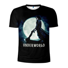 Мужская футболка 3D спортивная с принтом Другой мир в Тюмени, 100% полиэстер с улучшенными характеристиками | приталенный силуэт, круглая горловина, широкие плечи, сужается к линии бедра | fentezi | underworld | боевик | вампир | кино | киногерой | луна | ночь | оборотень | оружие | фэнтези