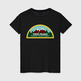 Женская футболка хлопок с принтом Twin Peaks Sheriff Department в Тюмени, 100% хлопок | прямой крой, круглый вырез горловины, длина до линии бедер, слегка спущенное плечо | twin peaks | дейл купер | купер | сериал | твин пикс