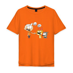 Мужская футболка хлопок Oversize с принтом Мой шумный дом в Тюмени, 100% хлопок | свободный крой, круглый ворот, “спинка” длиннее передней части | Тематика изображения на принте: the loud house | линкольн лауд | мой шумный дом | мультсериал | мультфильм