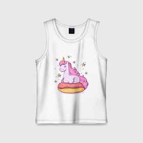 Детская майка хлопок с принтом Единорог в Тюмени,  |  | donut | pink | star | unicorn | единорог | звезды | конь | милота | пончик | сказка