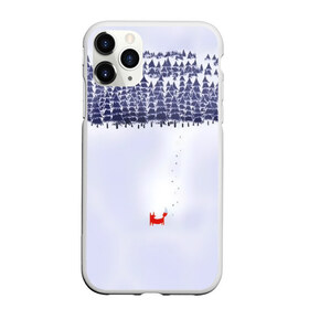 Чехол для iPhone 11 Pro матовый с принтом Лисичка уходит из леса в Тюмени, Силикон |  | fox | деревья | дремучий | елка | ель | зима | лес | лис | лиса | лисенок | природа | рыжая | следы | снег | тайга | уши | хвост