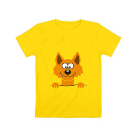 Детская футболка хлопок с принтом Хитрый лис в Тюмени, 100% хлопок | круглый вырез горловины, полуприлегающий силуэт, длина до линии бедер | animals | fox | животные | карман | лес | лис | лиса | милый | охота | охотник | хитрый