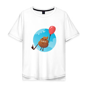 Мужская футболка хлопок Oversize с принтом Какашечка в Тюмени, 100% хлопок | свободный крой, круглый ворот, “спинка” длиннее передней части | Тематика изображения на принте: 