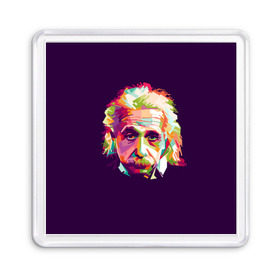 Магнит 55*55 с принтом Альберт Эйнштейн в Тюмени, Пластик | Размер: 65*65 мм; Размер печати: 55*55 мм | albert einstein | идея | интеллект | искусство | наука | открытие | прикол | профессор | ум | учёный | юмор