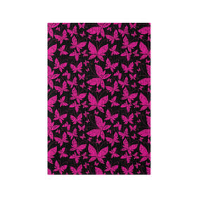 Обложка для паспорта матовая кожа с принтом Розовые бабочки в Тюмени, натуральная матовая кожа | размер 19,3 х 13,7 см; прозрачные пластиковые крепления | butterflies | pink | бабочки | красота | крылья | нежность | орнамент | розовый | узор