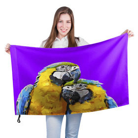 Флаг 3D с принтом Попугайчики в Тюмени, 100% полиэстер | плотность ткани — 95 г/м2, размер — 67 х 109 см. Принт наносится с одной стороны | bird | животные | попугайчики | птицы | текстуры