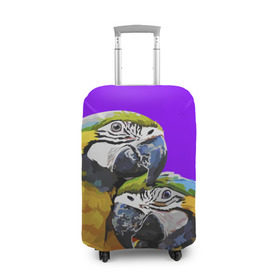 Чехол для чемодана 3D с принтом Попугайчики в Тюмени, 86% полиэфир, 14% спандекс | двустороннее нанесение принта, прорези для ручек и колес | bird | животные | попугайчики | птицы | текстуры