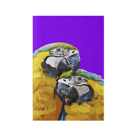 Обложка для паспорта матовая кожа с принтом Попугайчики в Тюмени, натуральная матовая кожа | размер 19,3 х 13,7 см; прозрачные пластиковые крепления | bird | животные | попугайчики | птицы | текстуры