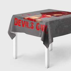Скатерть 3D с принтом Devils Girl в Тюмени, 100% полиэстер (ткань не мнется и не растягивается) | Размер: 150*150 см | Тематика изображения на принте: devils girl |   дьявол | грешница | люцифер | сатана