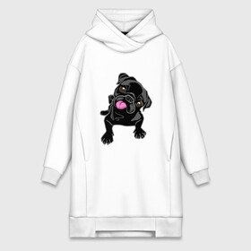 Платье-худи хлопок с принтом Забавный мопсик в Тюмени,  |  | animal | dog | pet | pug | puppy | арт | животные | милые | мопс | пес | собаки | французский бульдог