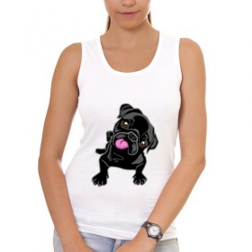 Женская майка хлопок с принтом Забавный мопсик в Тюмени, 95% хлопок, 5% эластан |  | Тематика изображения на принте: animal | dog | pet | pug | puppy | арт | животные | милые | мопс | пес | собаки | французский бульдог