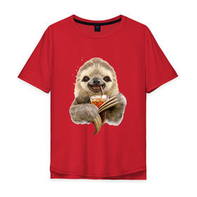 Мужская футболка хлопок Oversize с принтом Ленивец и жажда в Тюмени, 100% хлопок | свободный крой, круглый ворот, “спинка” длиннее передней части | Тематика изображения на принте: cola | жажда | кола | лед | ленивец | лень