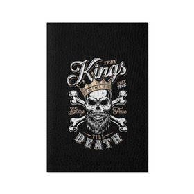 Обложка для паспорта матовая кожа с принтом Kings death в Тюмени, натуральная матовая кожа | размер 19,3 х 13,7 см; прозрачные пластиковые крепления | beard | bones | crown | death | halloween | hell | king | kings death | mustache | skull | ад | борода | король | корона | кости | ужас | усы | хэллоуин | череп | эмблема