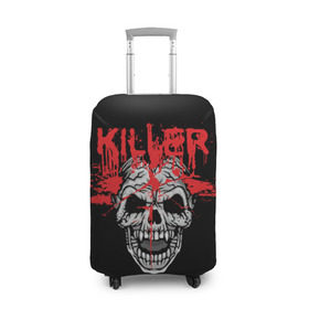Чехол для чемодана 3D с принтом Killer в Тюмени, 86% полиэфир, 14% спандекс | двустороннее нанесение принта, прорези для ручек и колес | blood | dead | death | drops | fear | halloween | happy | holiday | killer | red | skull | splashes | брызги | капли | красный | кровь | мертвый | праздник | счастливый | хэллоуин | череп