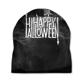 Шапка 3D с принтом Happy Halloween в Тюмени, 100% полиэстер | универсальный размер, печать по всей поверхности изделия | Тематика изображения на принте: 