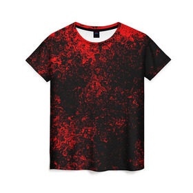 Женская футболка 3D с принтом Брызги красок(red style) в Тюмени, 100% полиэфир ( синтетическое хлопкоподобное полотно) | прямой крой, круглый вырез горловины, длина до линии бедер | abstraction | color | paint | spray | tie dye | абстракция | брызги красок | всплеск красок | капли красок | текстуры