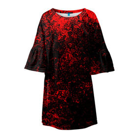 Детское платье 3D с принтом Брызги красок(red style) в Тюмени, 100% полиэстер | прямой силуэт, чуть расширенный к низу. Круглая горловина, на рукавах — воланы | abstraction | color | paint | spray | tie dye | абстракция | брызги красок | всплеск красок | капли красок | текстуры