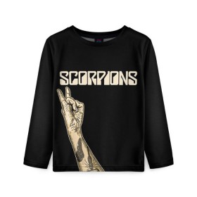 Детский лонгслив 3D с принтом Scorpions в Тюмени, 100% полиэстер | длинные рукава, круглый вырез горловины, полуприлегающий силуэт
 | scorpions | клаус майне
рудольф шенкер | маттиас ябс | микки ди | павел мончивода | скорпионы