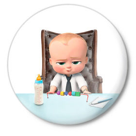 Значок с принтом Boss Baby в Тюмени,  металл | круглая форма, металлическая застежка в виде булавки | Тематика изображения на принте: boss baby | босс | молокосос | мультфильмы