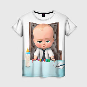 Женская футболка 3D с принтом Boss Baby в Тюмени, 100% полиэфир ( синтетическое хлопкоподобное полотно) | прямой крой, круглый вырез горловины, длина до линии бедер | boss baby | босс | молокосос | мультфильмы