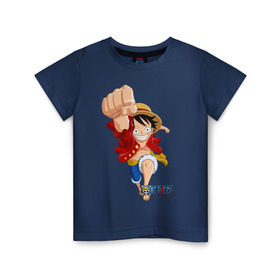 Детская футболка хлопок с принтом Ван-Пис в Тюмени, 100% хлопок | круглый вырез горловины, полуприлегающий силуэт, длина до линии бедер | one piece | onepiece | большой куш | ван пис | ванпис | король пиратов | луфи | луффи