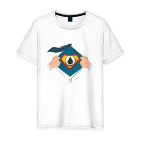 Мужская футболка хлопок с принтом Super oilman в Тюмени, 100% хлопок | прямой крой, круглый вырез горловины, длина до линии бедер, слегка спущенное плечо. | Тематика изображения на принте: газ | нефть
