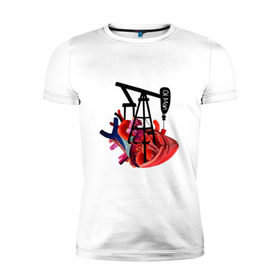 Мужская футболка премиум с принтом Сердце нефтяника в Тюмени, 92% хлопок, 8% лайкра | приталенный силуэт, круглый вырез ворота, длина до линии бедра, короткий рукав | газ | нефть