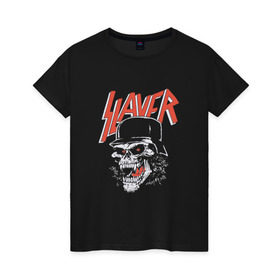 Женская футболка хлопок с принтом Slayer череп в Тюмени, 100% хлопок | прямой крой, круглый вырез горловины, длина до линии бедер, слегка спущенное плечо | slayer | группа | гэри холт | злость | зубы | каска | керри кинг | кости | метал | музыка | песни | пол бостаф | рок | слеар | слеер | слеяр | том арайа | трэш метал | тяжелый рок | хеви метал | язык