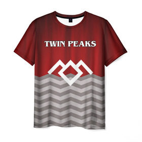 Мужская футболка 3D с принтом Twin Peaks в Тюмени, 100% полиэфир | прямой крой, круглый вырез горловины, длина до линии бедер | Тематика изображения на принте: twin peaks | арт | лого | полосы | сериал | твин пикс | текстура | фильмы